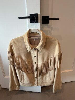 INTERMIX Beige Suede Fringe Jacket